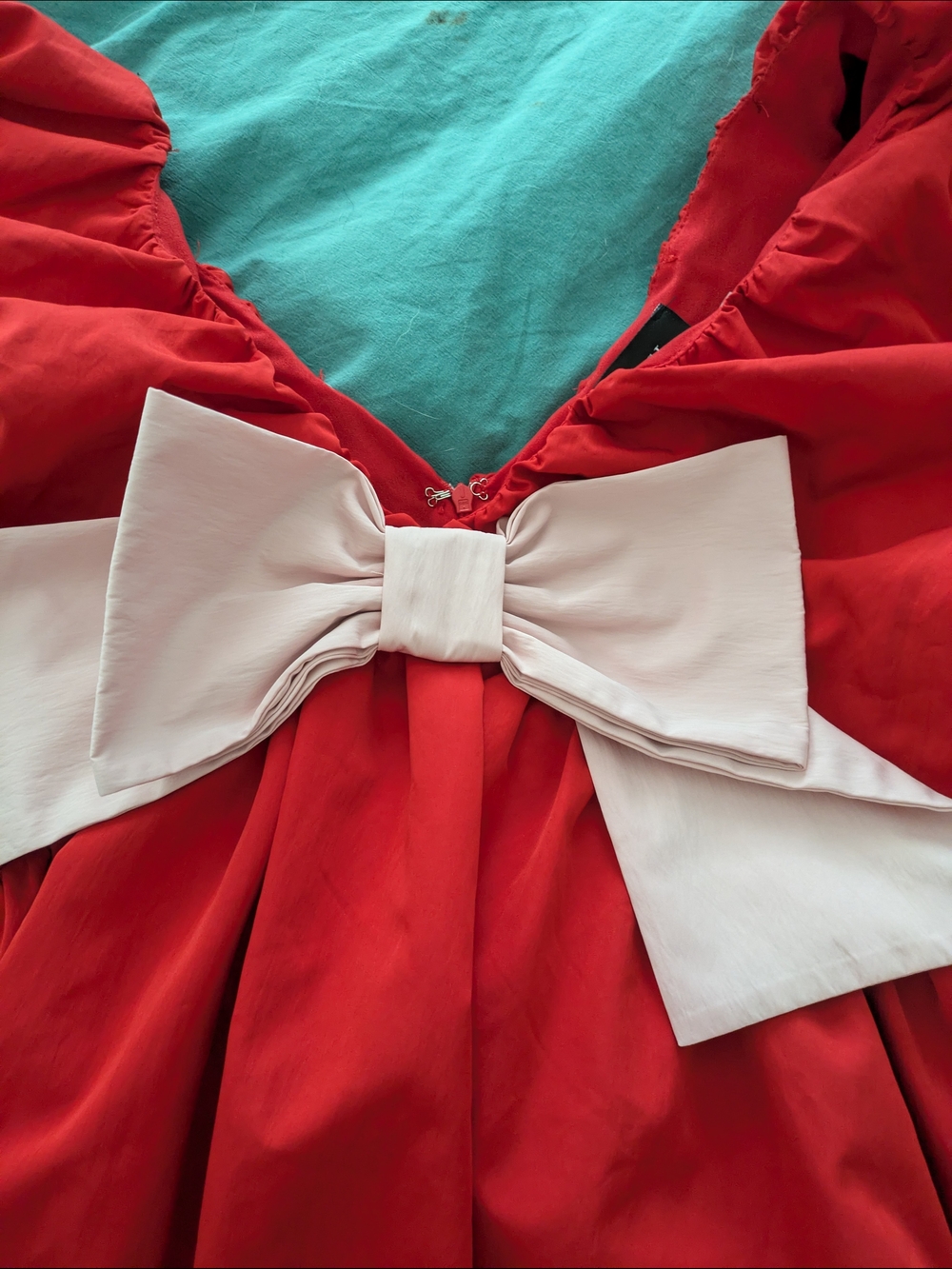 Vici "All Wrapped Up" Red Mini Dress with Pink Bow Accent Pleats Party Coquette - Picture 4 of 11